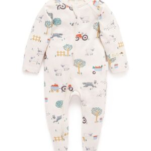 Purebaby Blue Dark Thick Zip Growsuit